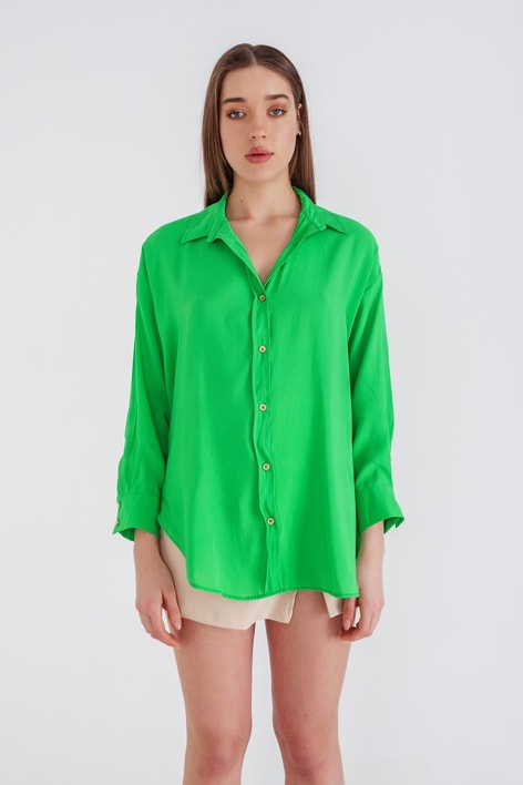 Loose Fit Basic Gömlek Yeşil