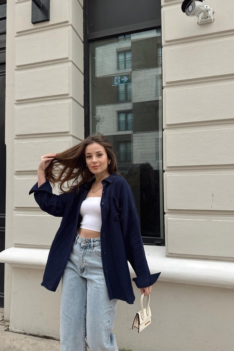 Müslin Gömlek Lacivert