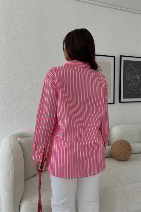 Mykonos Çizgili Gömlek Pembe