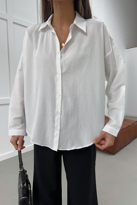 Oversize Basic Gömlek Beyaz