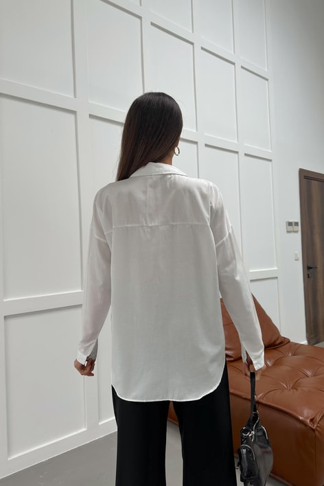 Oversize Basic Gömlek Beyaz
