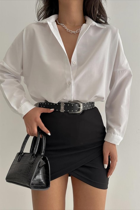 Oversize Basic Gömlek Beyaz