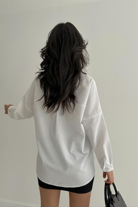 Oversize Basic Gömlek Beyaz