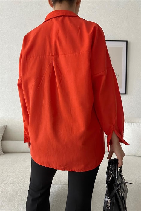 Oversize Basic Gömlek Nar Çiçeği