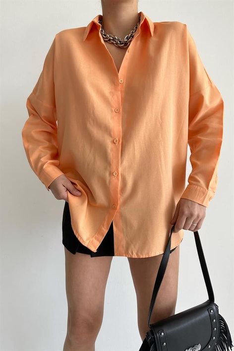 Oversize Basic Gömlek Oranj