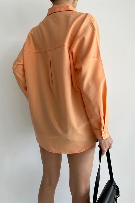 Oversize Basic Gömlek Oranj