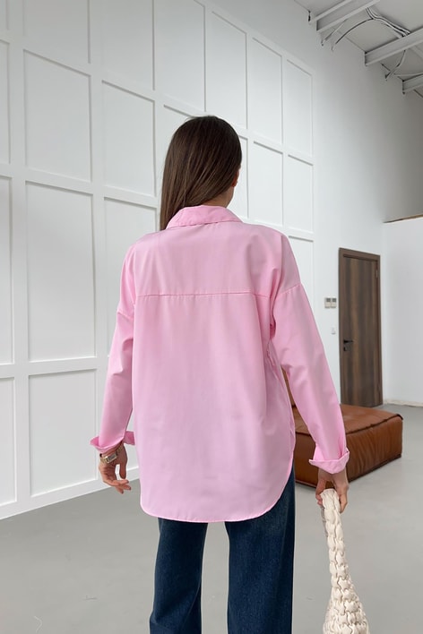 Oversize Basic Gömlek Pembe