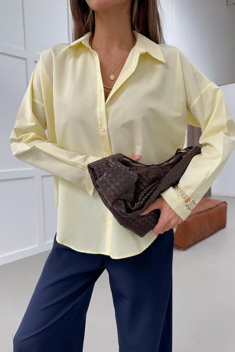 Oversize Basic Gömlek Sarı