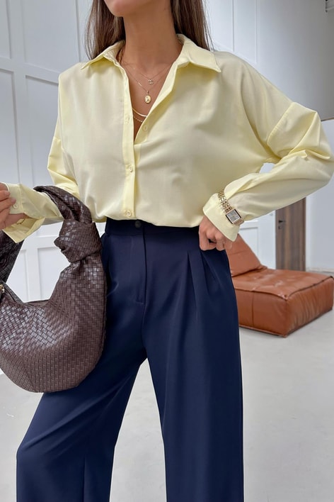 Oversize Basic Gömlek Sarı