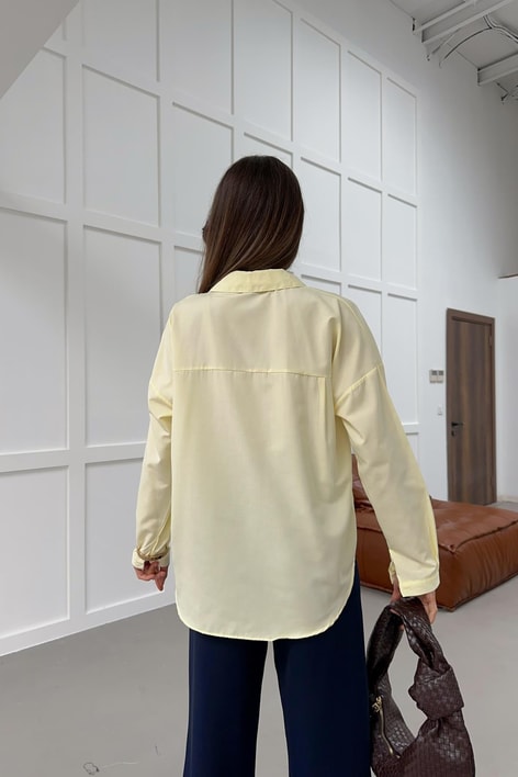 Oversize Basic Gömlek Sarı