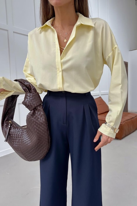 Oversize Basic Gömlek Sarı
