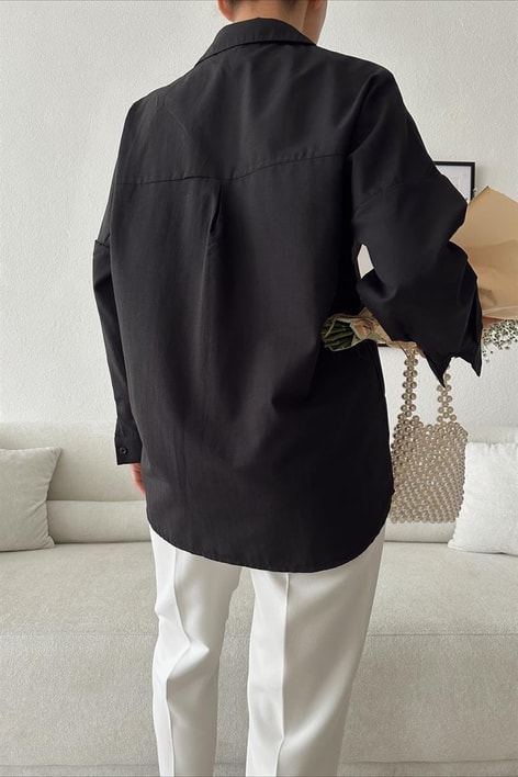 Oversize Basic Gömlek Siyah