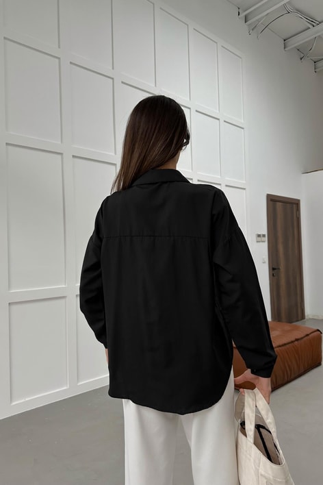 Oversize Basic Gömlek Siyah