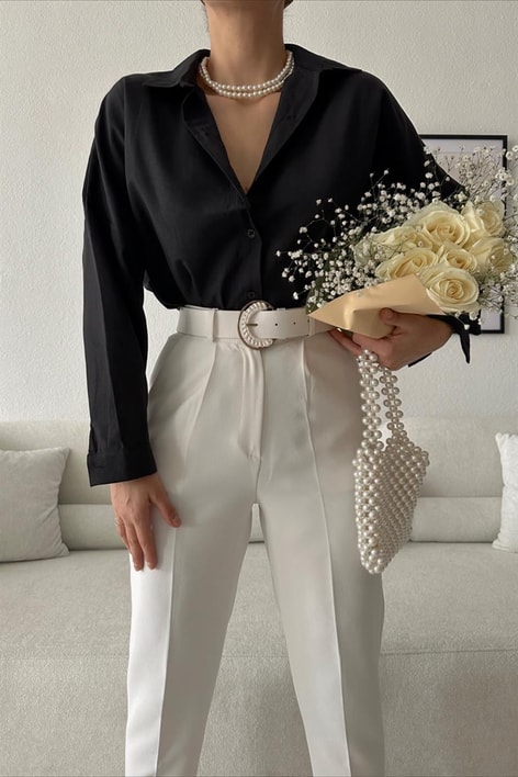 Oversize Basic Gömlek Siyah