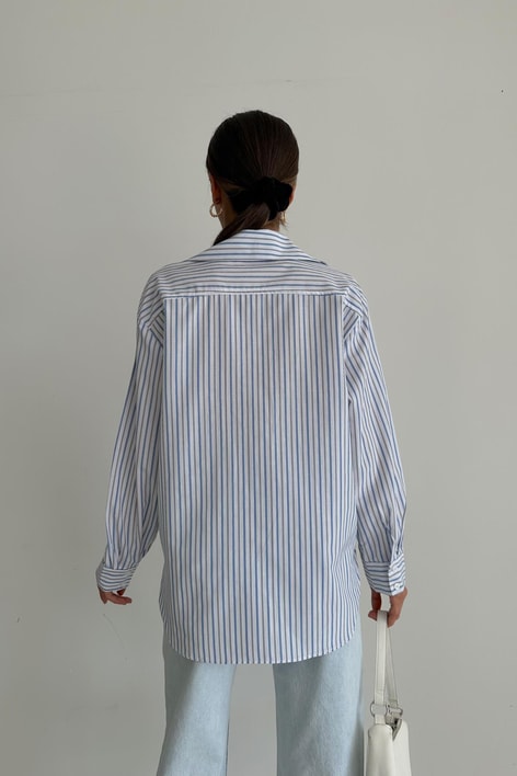 Oversize Basic Line Gömlek Mavi