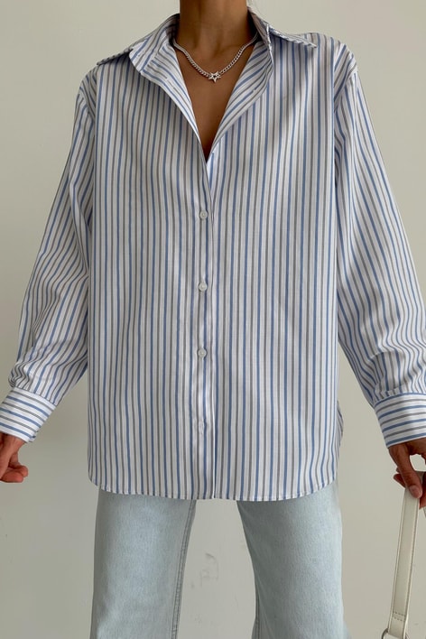 Oversize Basic Line Gömlek Mavi