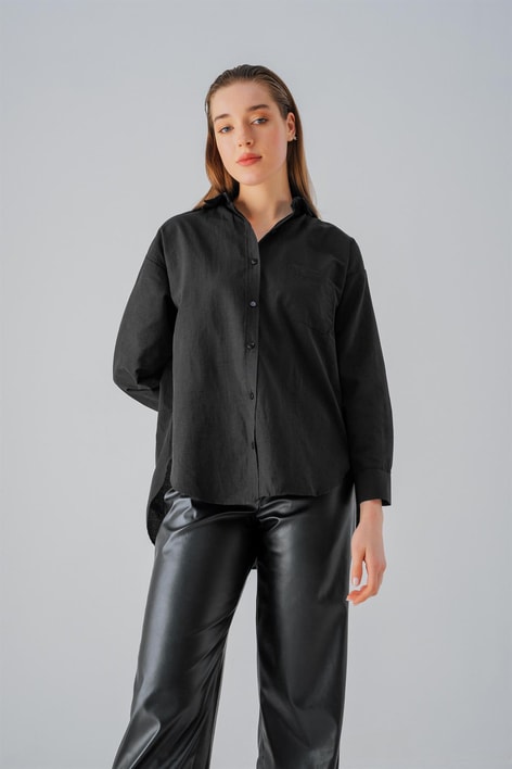 Oversize Cotton Gömlek Siyah