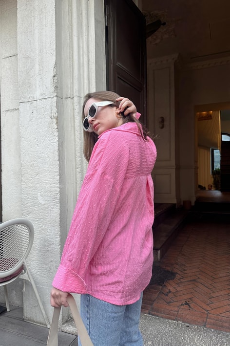 Oversize Kesim Gömlek Pembe