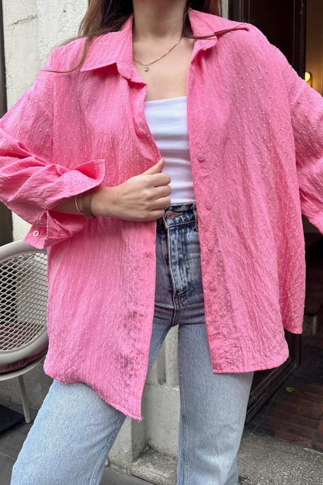 Oversize Kesim Gömlek Pembe
