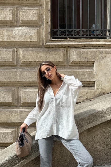 Oversize Model Gömlek Beyaz