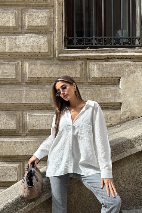 Oversize Model Gömlek Beyaz