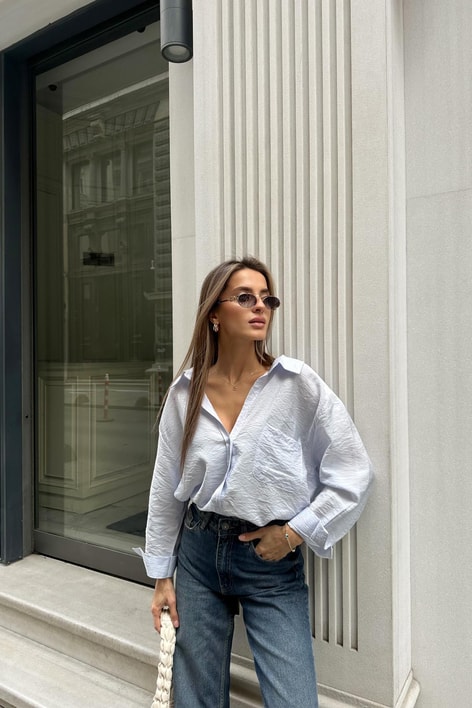 Oversize Model Gömlek Mavi