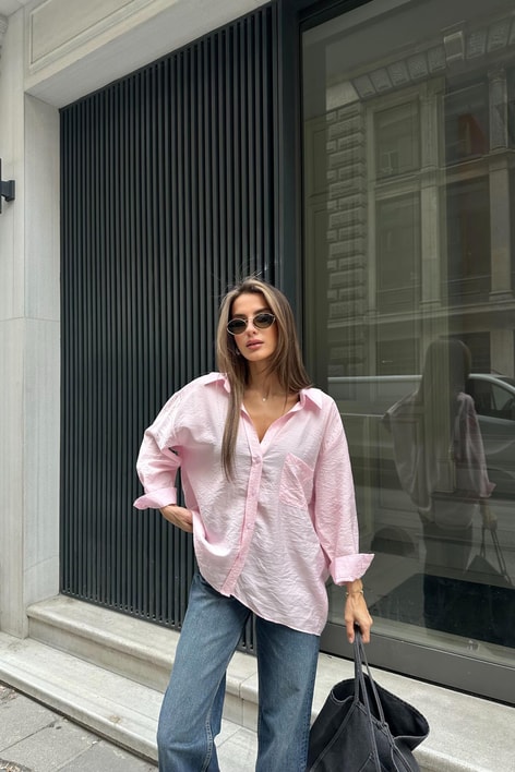 Oversize Model Gömlek Pembe