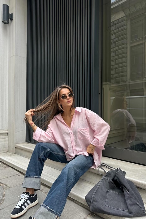 Oversize Model Gömlek Pembe