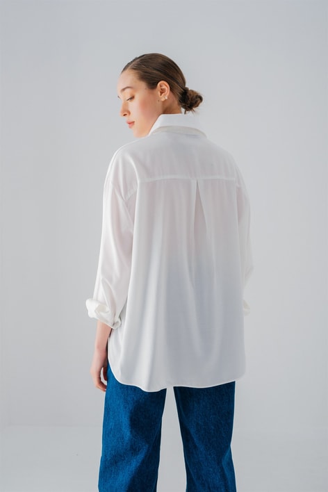 Oversize Relax Gömlek Beyaz