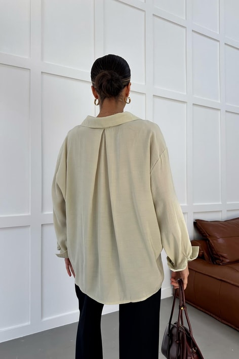 Oversize Tensel Gömlek Çağla Yeşili