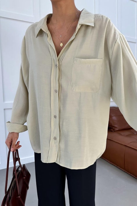 Oversize Tensel Gömlek Çağla Yeşili