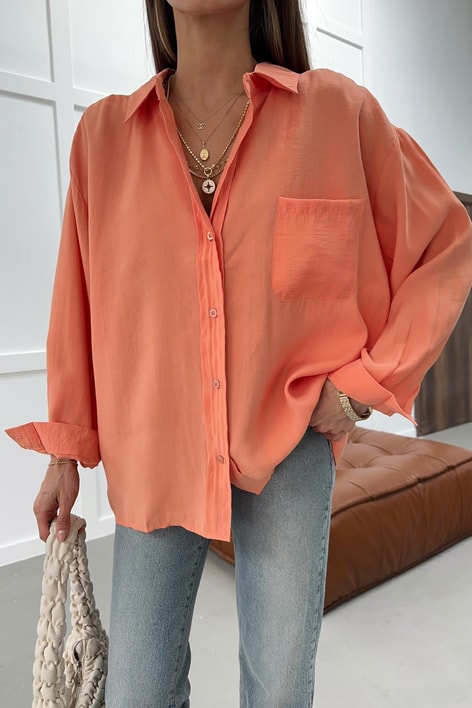 Oversize Tensel Gömlek Oranj