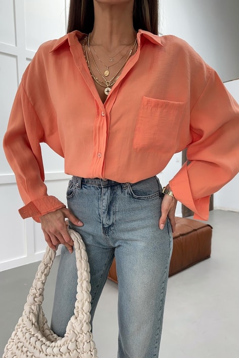 Oversize Tensel Gömlek Oranj