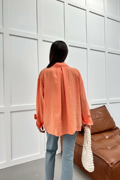 Oversize Tensel Gömlek Oranj