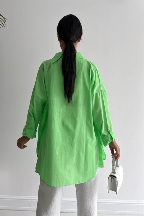 Oversized Trend Gömlek Benetton Yeşili