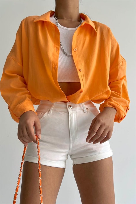 Oversized Trend Gömlek Oranj