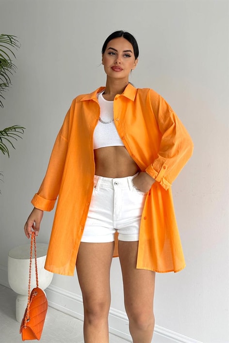 Oversized Trend Gömlek Oranj