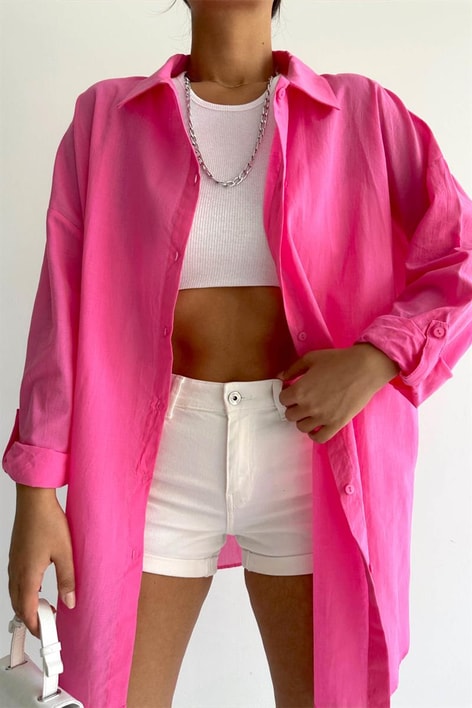 Oversized Trend Gömlek Pembe
