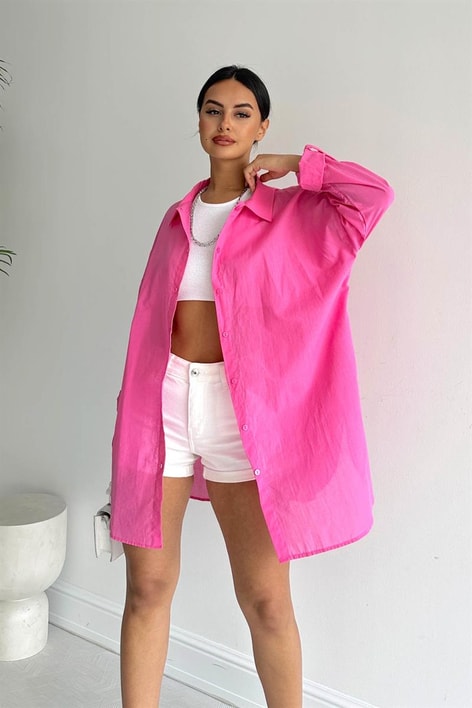 Oversized Trend Gömlek Pembe