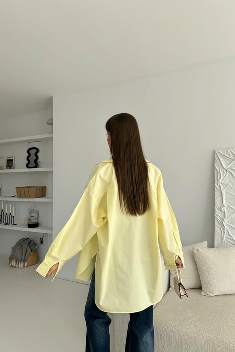 Pamuklu Oversize Gömlek Sarı