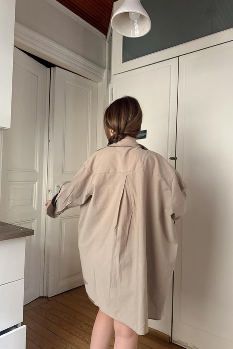 Pamuklu Tek Cep Gömlek Vizon