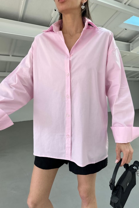 Poplin Basic Gömlek Pembe