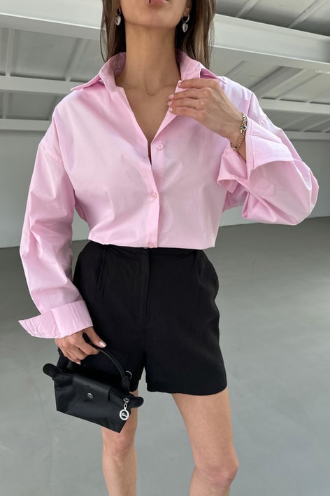 Poplin Basic Gömlek Pembe