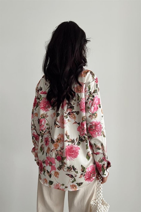 Rose Saten Gömlek Krem