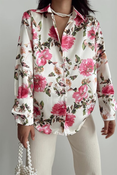 Rose Saten Gömlek Krem