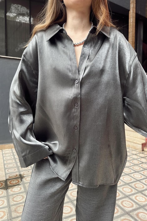 Shine Oversize Gömlek Antrasit