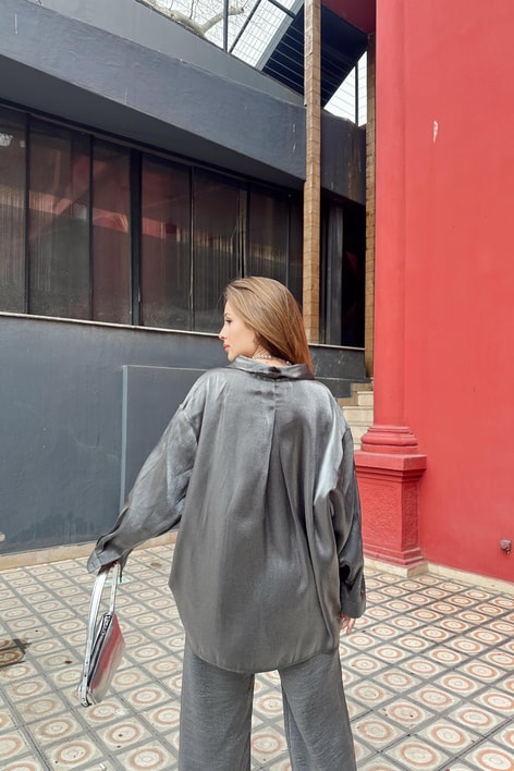 Shine Oversize Gömlek Antrasit