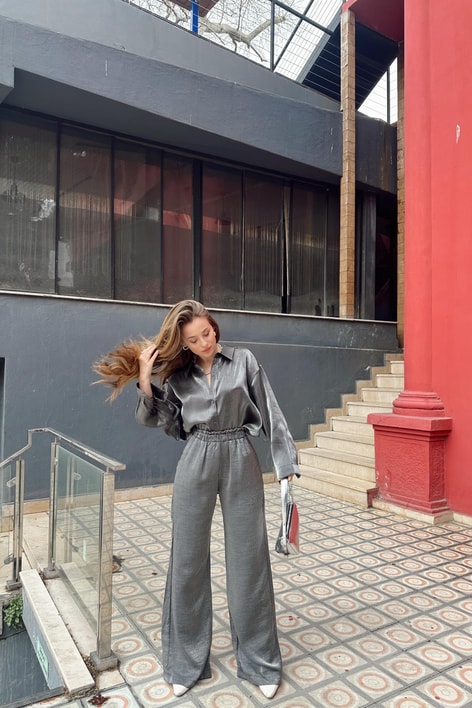 Shine Oversize Gömlek Antrasit