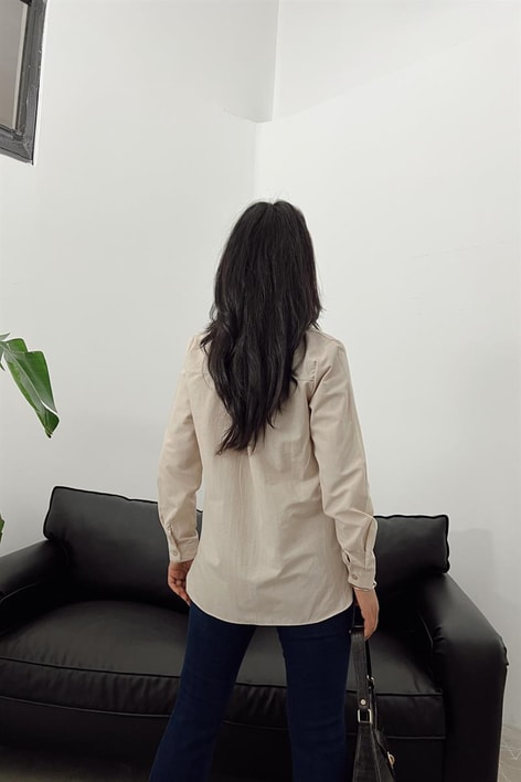 Süs Cep Detay Basic Gömlek Taş