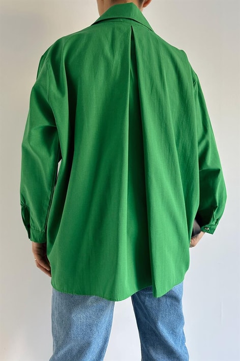 Tek Cep Oversize Gömlek Benetton Yeşili